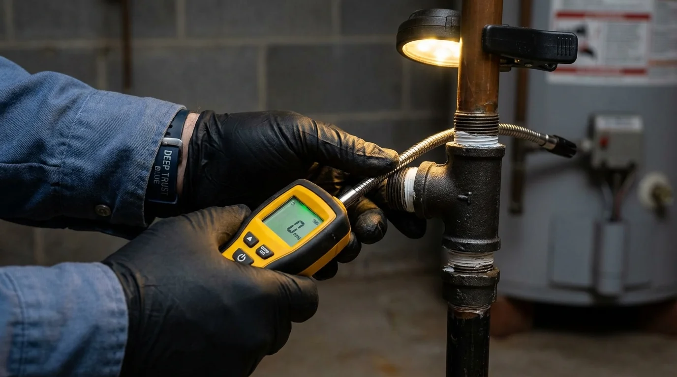 Gas leak detection with electronic sniffer by Johns Plumbing LLC in Stanley